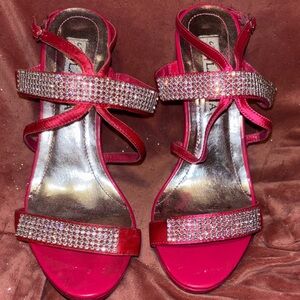 Dazzling Pink Strappy Heels with Rhinestones